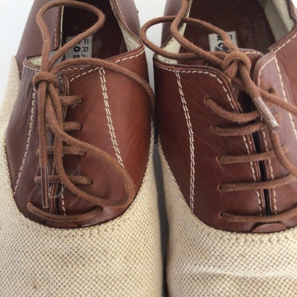 FRATELLI ROSSETTI LINEN AND LEATHER OXFORD SHOES SIZE 37.5 - Picture 4 of 15